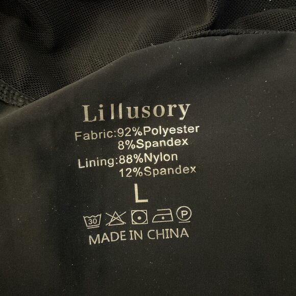 LILLUSORY Sheer Mesh Mock Neck Lace Long Sleeve Top LG - Picture 4 of 4